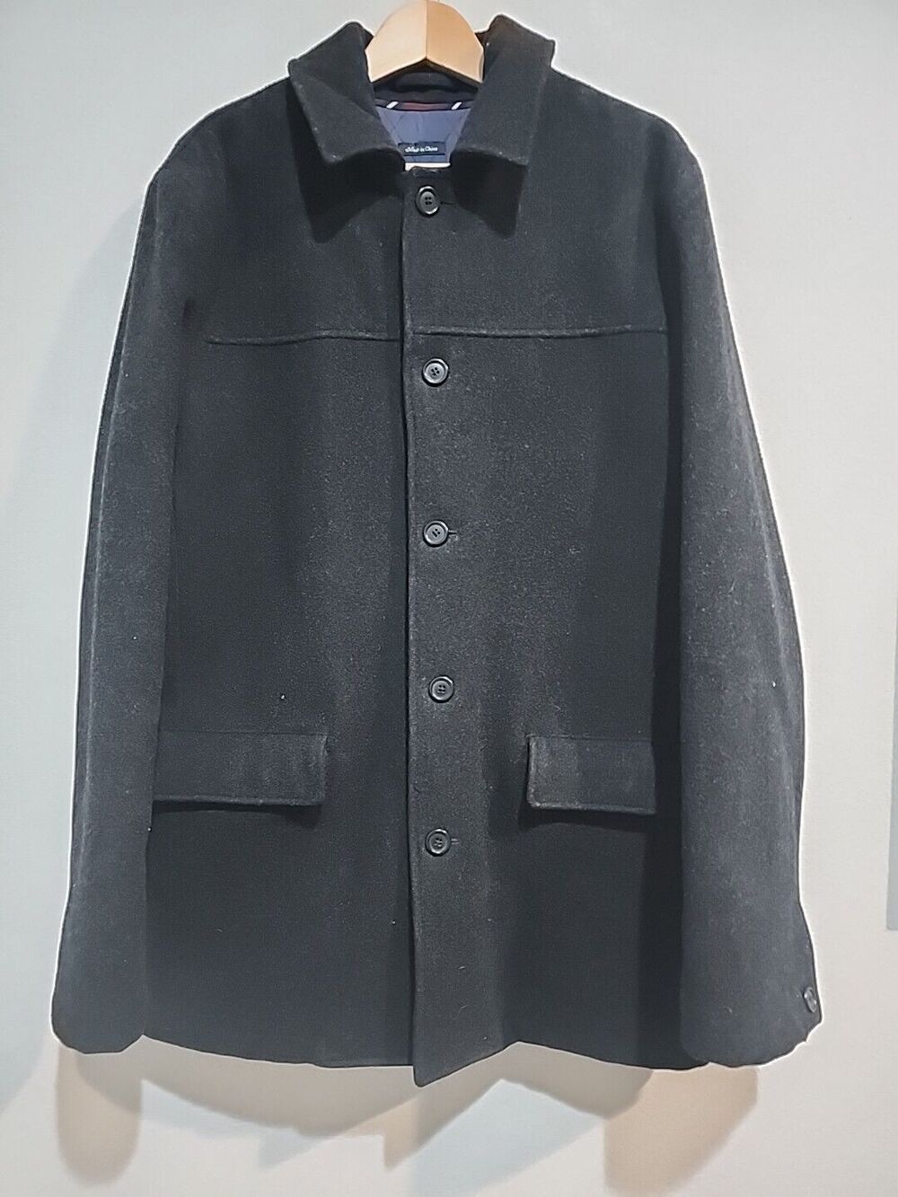 Vtg J.Crew Men Wool Stadium Cloth University Jacket Thinsulate Overcoat Sz LT